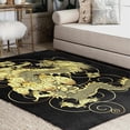 thumbnail image 1 of FREEAM Gold Japanese Dragon Flower Black Area Rug Mat for Living Dining Dorm Room Bedroom Home Decorative 5'3"x4', 1 of 6