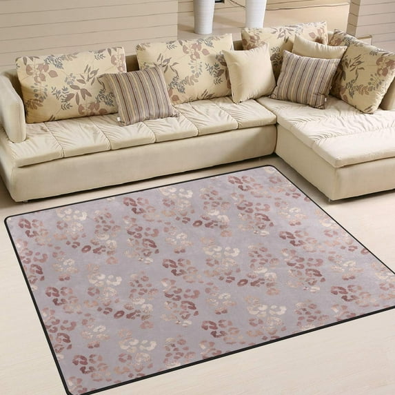 FREEAM Gold Rose Leopard Animal Print Area Rug Mat for Living Dining Dorm Room Bedroom Home Decorative 7' x 5'