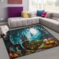 thumbnail image 1 of FREEAM Halloween Area Rug 2'x3', Mystery Graveyard Pumpkin Polyester Area Rug Mat for Living Dining Dorm Room Bedroom Home Decorative, 1 of 6