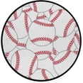 thumbnail image 1 of FREEAM Kids Round Nursery Area Rug 3 ft Baseball Seamless Pattern Tennis Ball Vector Tile Non Slip Play Mats for Kids Boys Girls Playing Room Living Room, 1 of 6