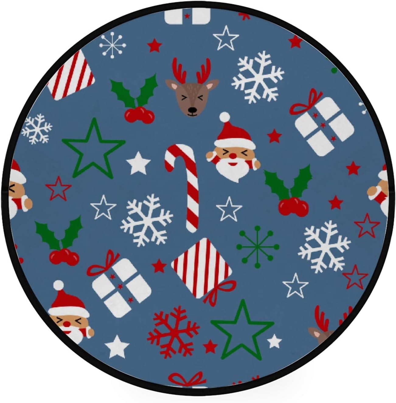FREEAM Kids Round Nursery Area Rug 3 ft Cute Christmas Seamless ...