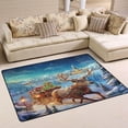 thumbnail image 1 of FREEAM Merry Christmas Castle Reindeer Magic Winter Area Rug Mat for Living Dining Dorm Room Bedroom Home Decorative 48"x63", 1 of 7