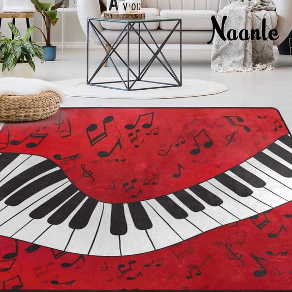 FREEAM Music Piano Non Slip Area Rug for Living Dinning Room Bedroom Kitchen, (20 x 31 Inch), Music Piano Nursery Rug Floor Carpet Yoga Mat