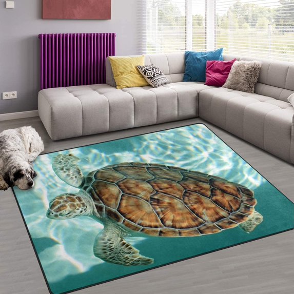 FREEAM Ocean Sea Turtle Non Slip Area Rug for Living Dinning Room Bedroom Kitchen, 3' x 5'(39 x 60 Inch), Topical Animal Nursery Rug Floor Carpet Yoga Mat