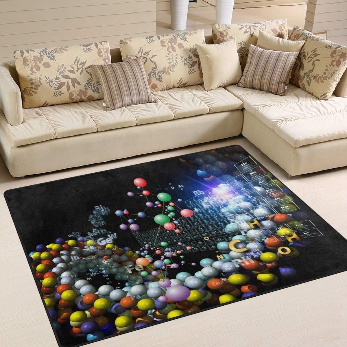 FREEAM Periodic Table of The Elements Chemistry Area Rug Mat for Living ...