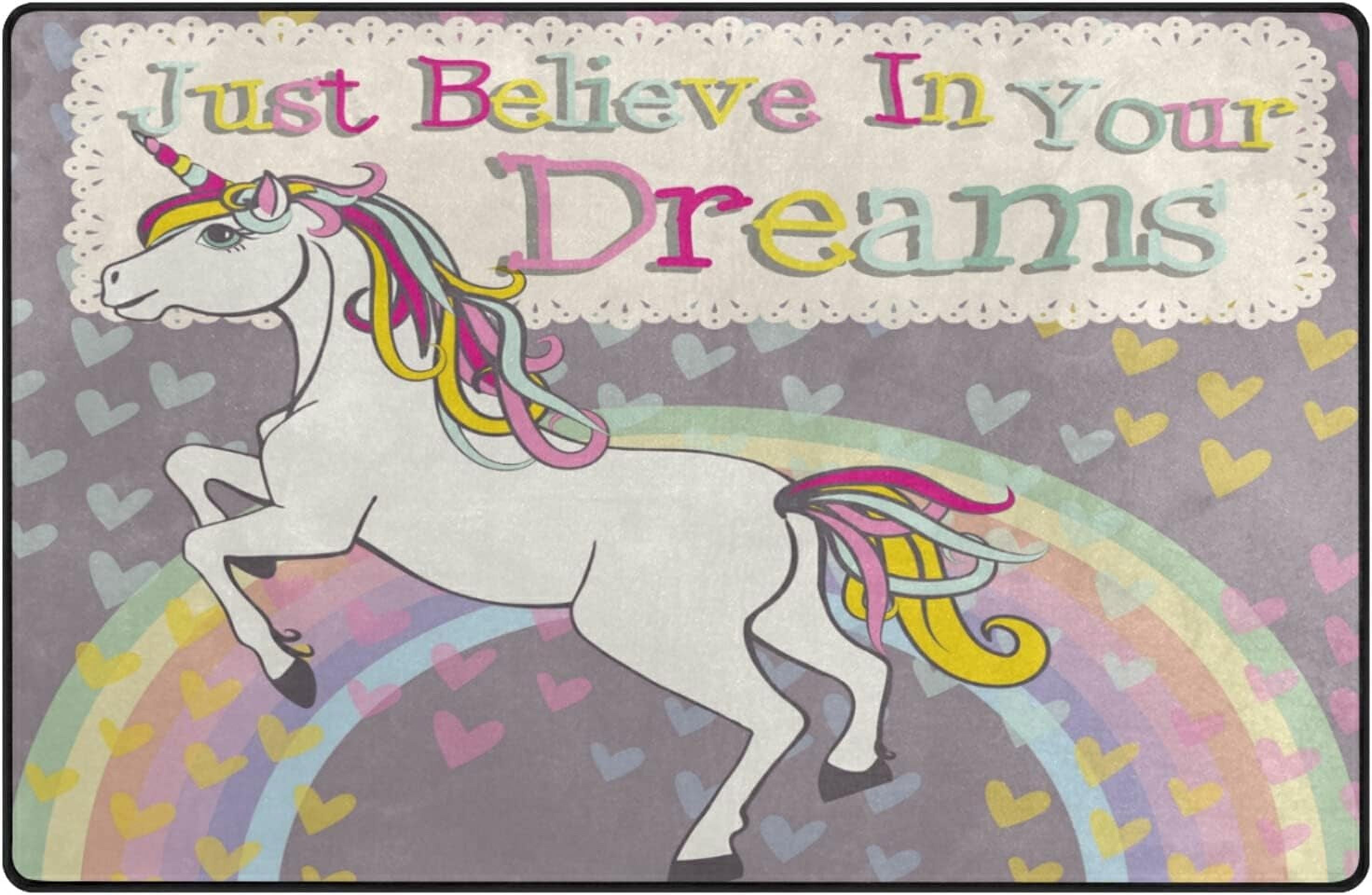 FREEAM Rainbow Unicorn Area Rug 80