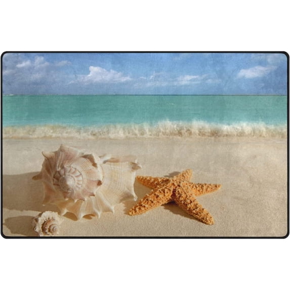 FREEAM Seashell Non Slip Area Rug for Living Dinning Room Bedroom Kitchen 4' x 6' Ocean Nursery Rug Floor Carpet Yoga Mat