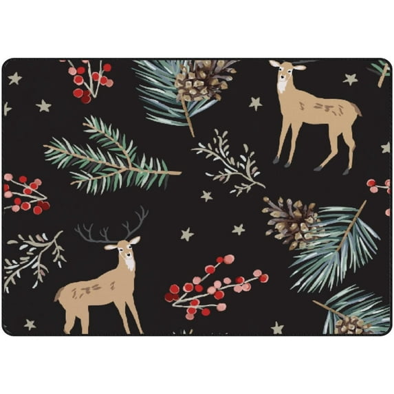 FREEAM Soft Foam Nursery Area Rugs Christmas Forest Cute Deer Green Fir Non Slip Play Mats for Kids Boys Girls Playing Room Living Room60x39 inch