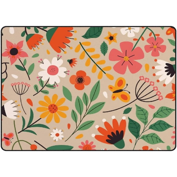 FREEAM Soft Foam Nursery Area Rugs Colorful Flowers Non Slip Play Mats for Kids Boys Girls Playing Room Living Room80x58 inch
