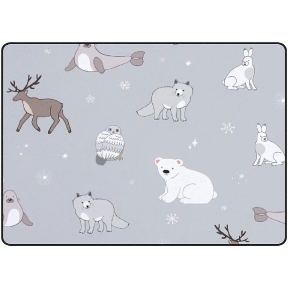 FREEAM Soft Foam Nursery Area Rugs Doodle Cartoon Animals Non Slip Play Mats for Kids Boys Girls Playing Room Living Room80x58 inch