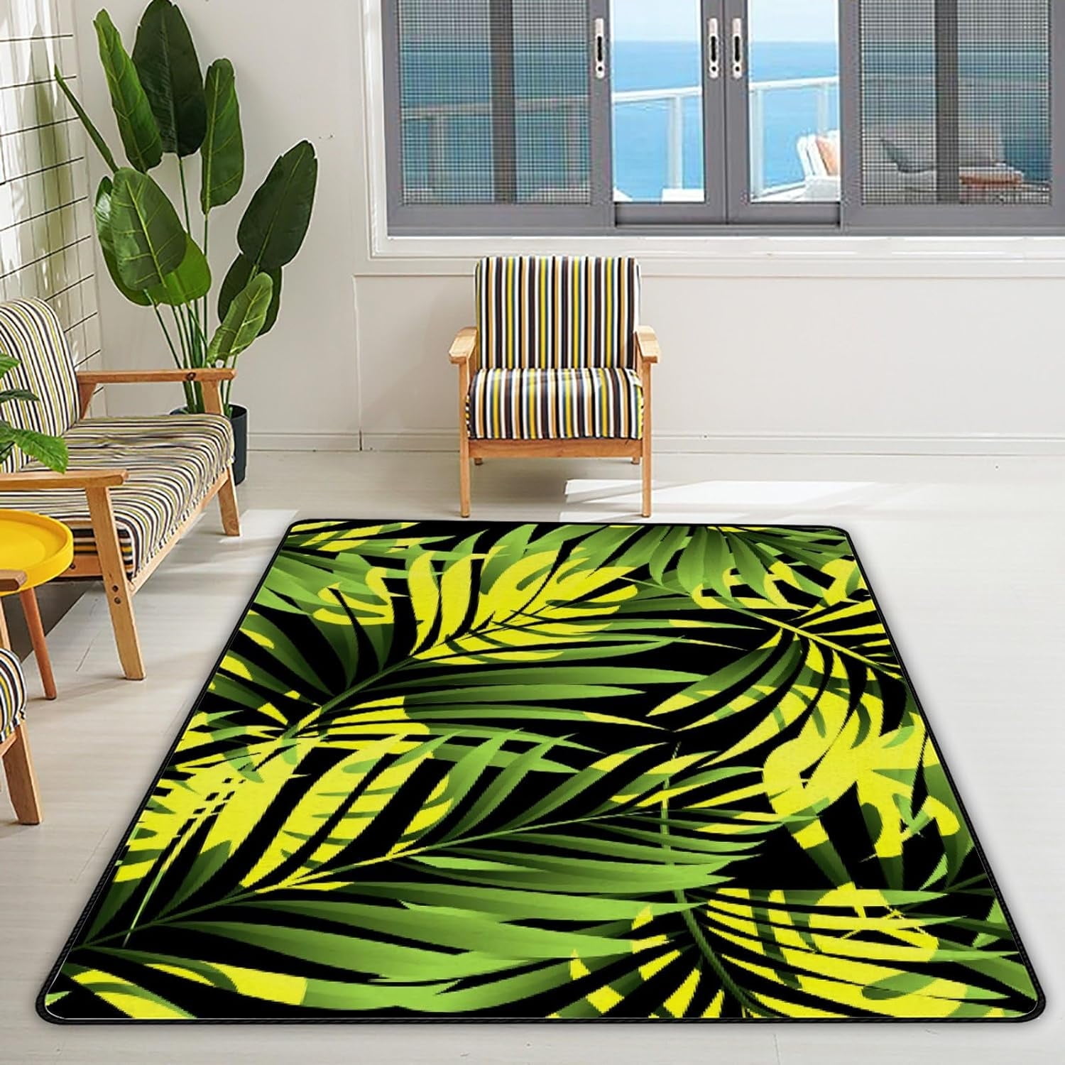FREEAM Soft Foam Nursery Area Rugs Tropical Palm Leaves Jungle Leaves ...