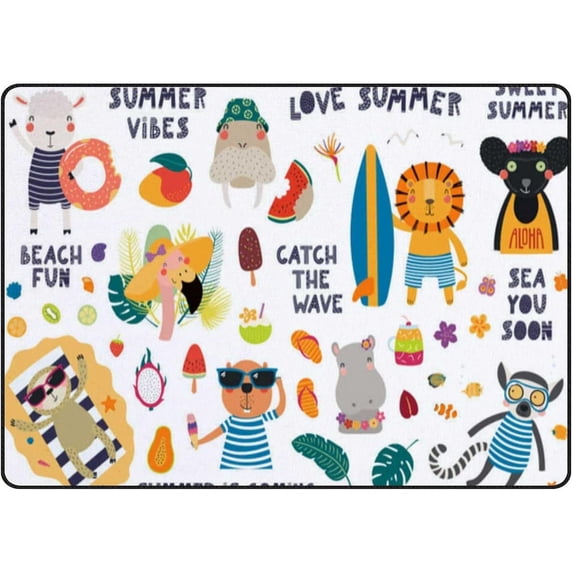 FREEAM Soft Kids Rug Cute Print Animals Area Rug Children Non Skid Animal Area Rug for Playroom & Nursery - 60x39 inch