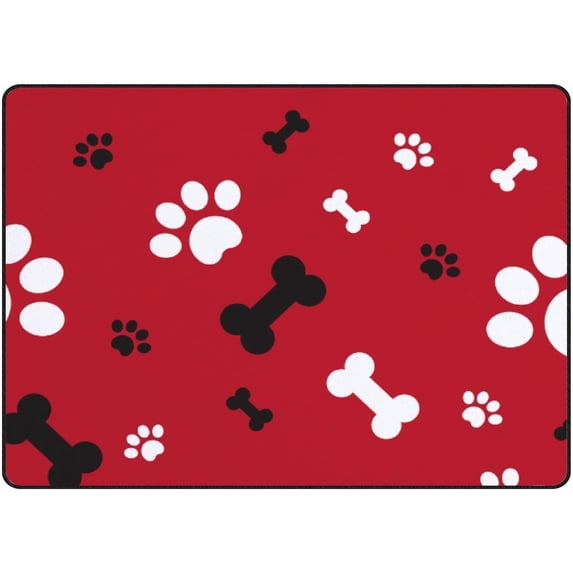 FREEAM Soft Rug Large Area Rugs, Animals Print Bones Red Comfortable Indoor Carpet, Baby Play Mat for Living Room Bedroom Nursery Home Decor Floor Mat 72x48inch