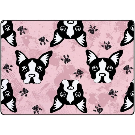 FREEAM Soft Rug Large Area Rugs, Bulldog Grunge Pink Comfortable Indoor Carpet, Baby Play Mat for Living Room Bedroom Nursery Home Decor Floor Mat 60x39inch