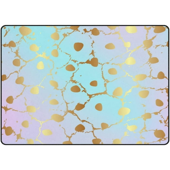 FREEAM Soft Rug Large Area Rugs, Gold Marble Cracks Texture Comfortable Indoor Carpet, Baby Play Mat for Living Room Bedroom Nursery Home Decor Floor Mat 63x48inch