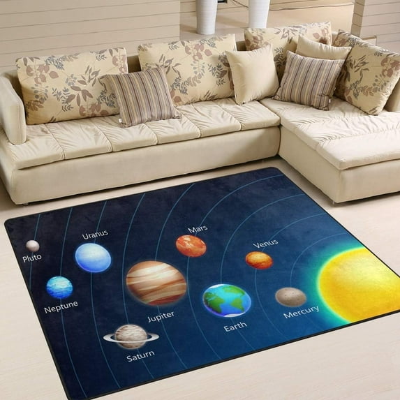 FREEAM Solar System Planet Universe Star Galaxy Nebula Area Rug Mat for Living Dining Dorm Room Bedroom Home Decorative 7' x 5'