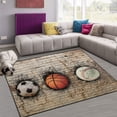 thumbnail image 1 of FREEAM Sport Non Slip Area Rug for Living Dinning Room Bedroom Kitchen, 3' x 5'(39 x 60 Inch), Retro Soccer Basketball Baseball Nursery Rug Floor Carpet, 1 of 6