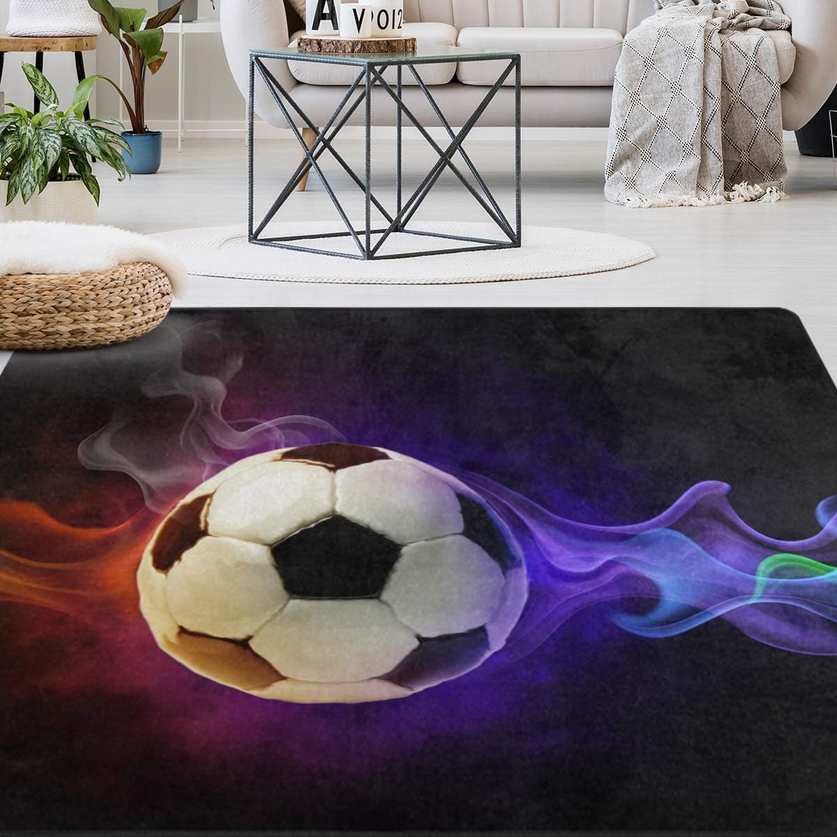 FREEAM Sport Soccer Non Slip Area Rug for Living Dinning Room Bedroom ...