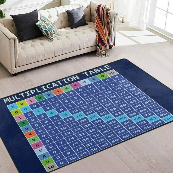 FREEAM Times Tables Non Slip Area Rug for Living Dinning Room Bedroom Kitchen, 4' x 5'(48 x 63 Inch), Multiplication Table Educational Nursery Rug Floor Carpet
