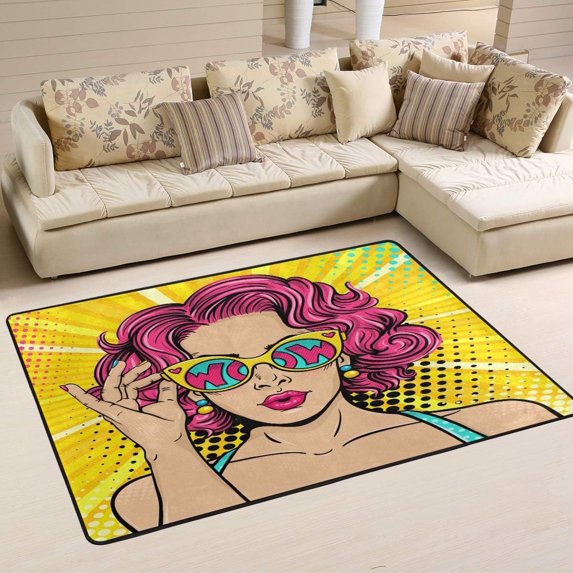 FREEAM Vintage Pop Art Sexy Woman Face Area Rug 24"x36" Indoor Comfort Floor Carpet, Nursery Rugs Non-Slip Mat for Living Room Entryway Bedroom Dormitory