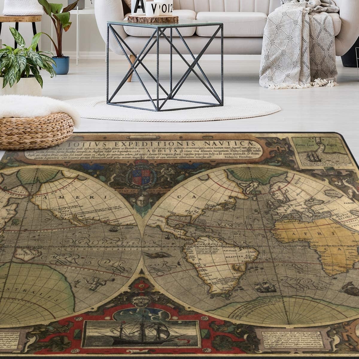 FREEAM Vintage Retro World Map Area Rug 2'x3', Earth Map Polyester Area ...
