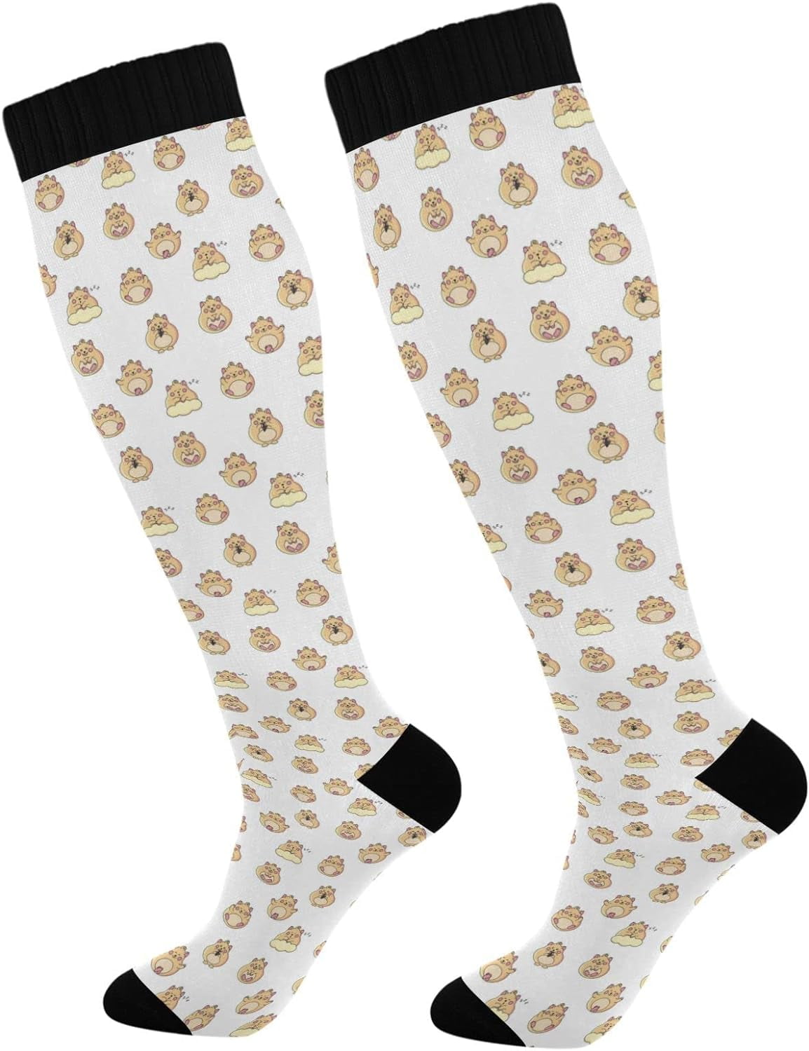 Freeamg 1 Pair Little Cute Hamsters Compression Socks 20-30mmhg Knee 