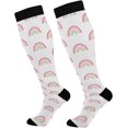 thumbnail image 1 of FREEAMG 1 Pair Watercolor Rainbow Compression Socks 20-30mmHg Knee High Women Socks Tube Athletic Stockings for Men Sport Soccer Running Cycling Medical Nurse Winter Travel, 1 of 7