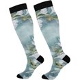 thumbnail image 1 of FREEAMG 1 Pair White Flower Watercolor Compression Socks 20-30mmHg Knee High Women Socks Tube Athletic Stockings for Men Sport Soccer Running Cycling Medical Nurse Winter Travel, 1 of 7