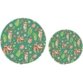 thumbnail image 1 of FREEAMG 2 Pcs Cotton Tropical Leaves Flowers Sloth Green Woven Pot Holder Trivets Set,Round Coasters Placemat for Cooking Baking Hot Dish Pan Pot Bowl Teapot(7&9 Inches), 1 of 6