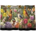 thumbnail image 1 of FREEAMG 24 Inch Length Kitchen Curtains Birds Flowers 2 Panels Half Window Sheer Curtains Rod Pocket Farmhouse Short Drapes for Bathroom Cafe Basement, 1 of 4