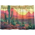 thumbnail image 1 of FREEAMG 24 Inch Length Kitchen Curtains Desert Cactus 2 Panels Half Window Sheer Curtains Rod Pocket Farmhouse Short Drapes for Bathroom Cafe Basement, 1 of 7