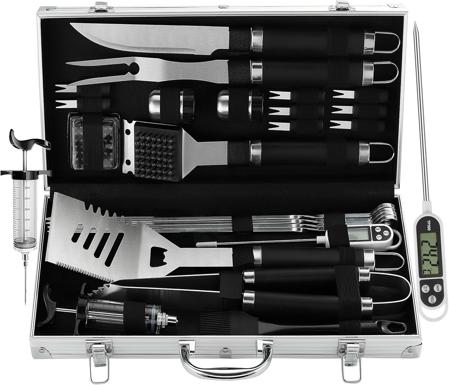 FREEAMG 24PCS BBQ Grill Tools Set with Meat Thermometer and Injector ...