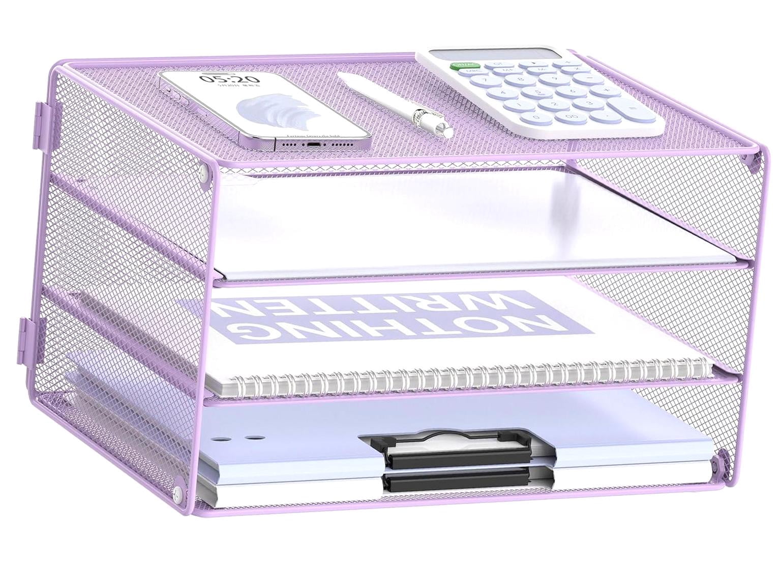 FREEAMG 3 Tier Letter Tray Paper Organizer Mesh Metal Desk File ...