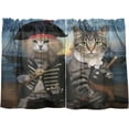 thumbnail image 1 of FREEAMG 36 Inch Length Kitchen Curtains Pirate Captain Cat 2 Panels Half Window Sheer Curtains Rod Pocket Farmhouse Short Drapes for Bathroom Cafe Basement, 1 of 7