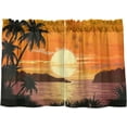 thumbnail image 1 of FREEAMG 36 Inch Length Kitchen Curtains Sunset Tree 2 Panels Half Window Sheer Curtains Rod Pocket Farmhouse Short Drapes for Bathroom Cafe Basement, 1 of 7