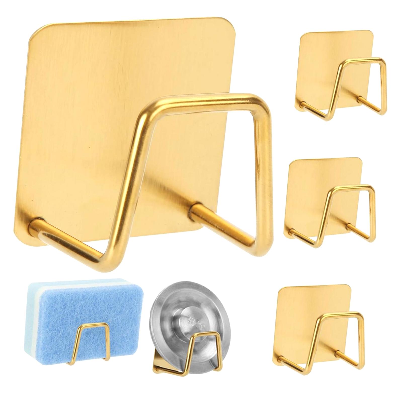FREEAMG 4-Piece Adhesive Sponge Holder for Kitchen Sink Essentials, No ...