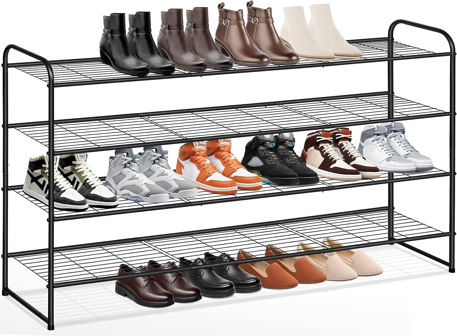 FREEAMG 4-Tier Long Shoe Rack for Closet, Wide Shoe Organizer for ...