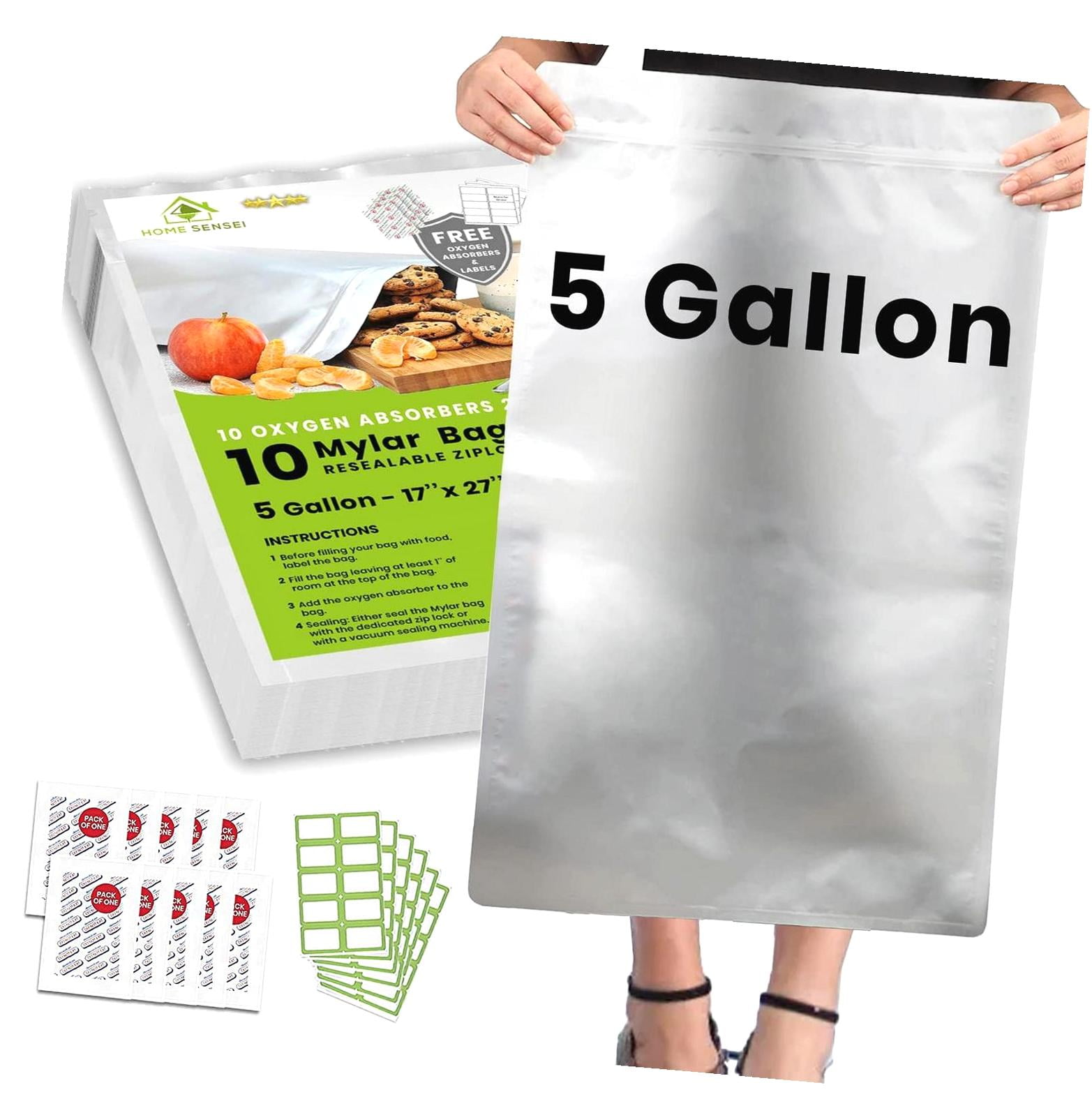 FREEAMG 60pcs 1 Quart Mylar Bags for Food Storage - Extra Thick 10 Mil - Odor Proof Mylar Bags 1 Quart - Stand-Up Zipper 7" x 10" - Compact Mylar Bags for Food Preservation - Heat Sealable