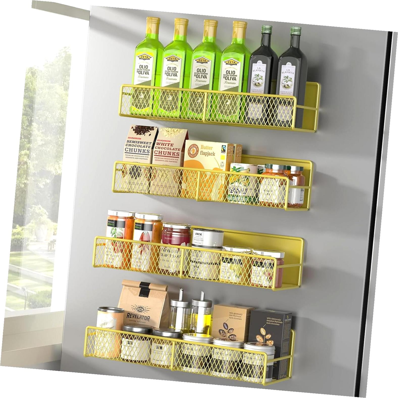 FREEAMG 7-Piece Magnetic Spice Rack for Fridge, Complete Metal Shelf ...