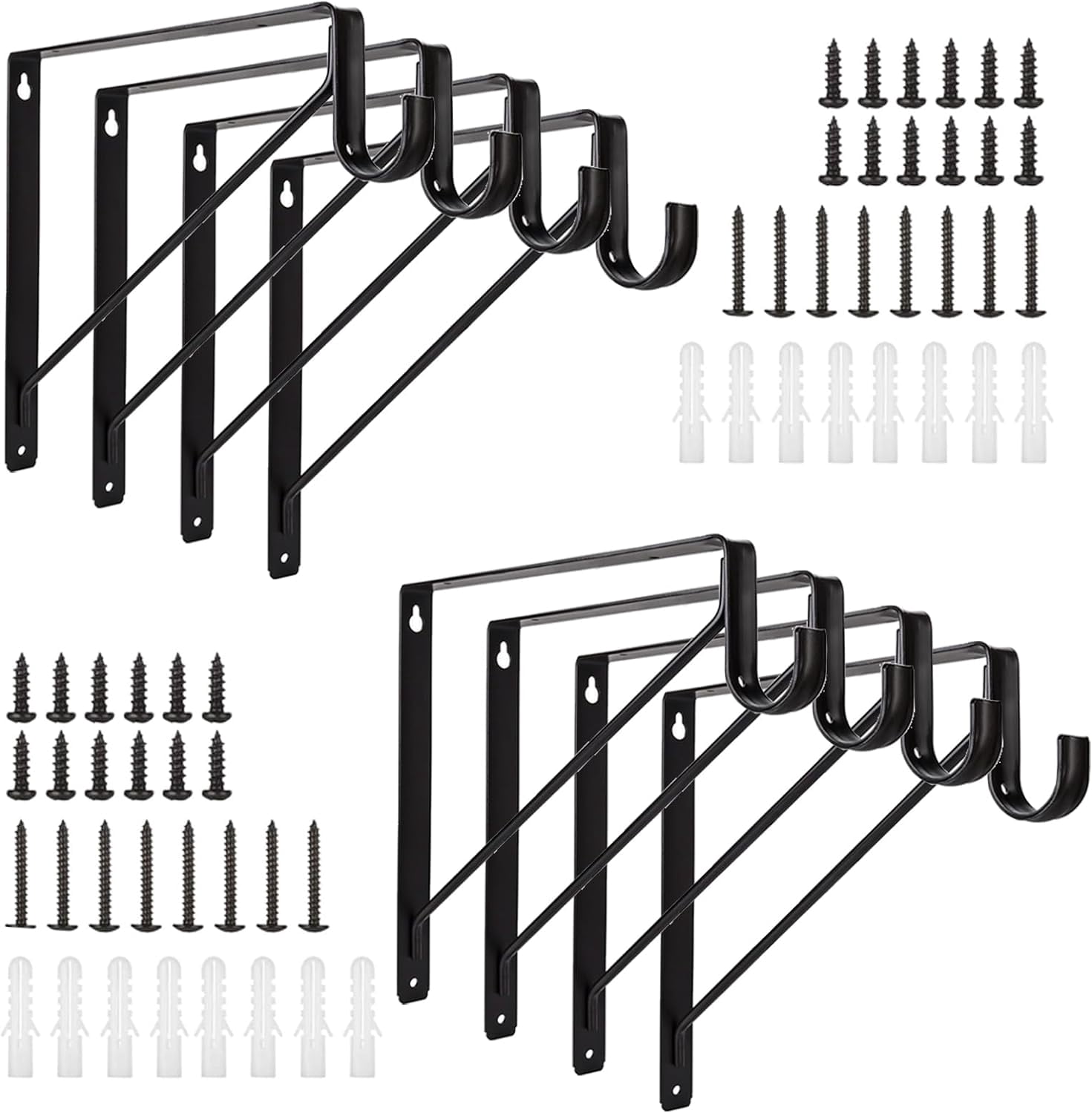FREEAMG 8 Pack Heavy Duty Closet Shelf & Rod Brackets, Wall Mounted