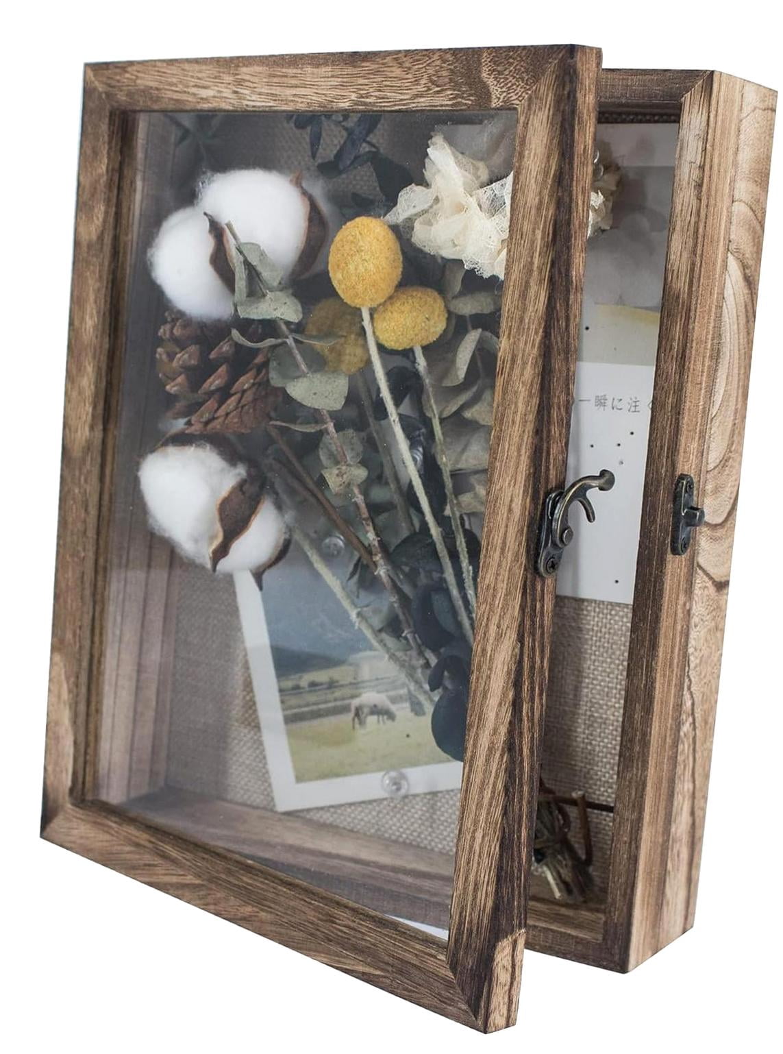 FREEAMG 8x10 Shadow Box Frame, Solid Wood with Glass Door Display Case ...