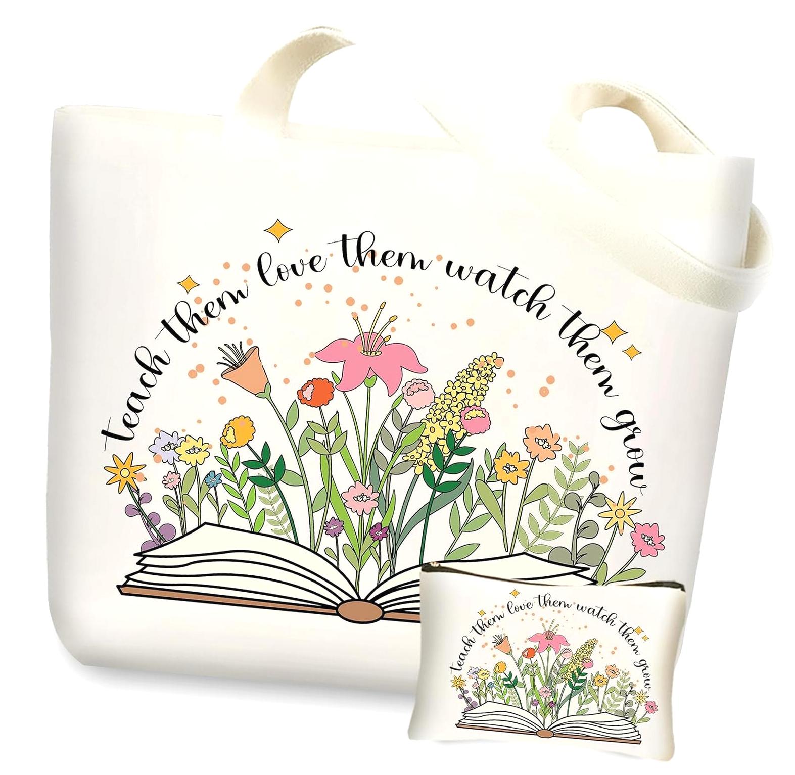 FREEAMG Aesthetic Teacher Appreciation Canvas Tote Bag, Ideal for ...
