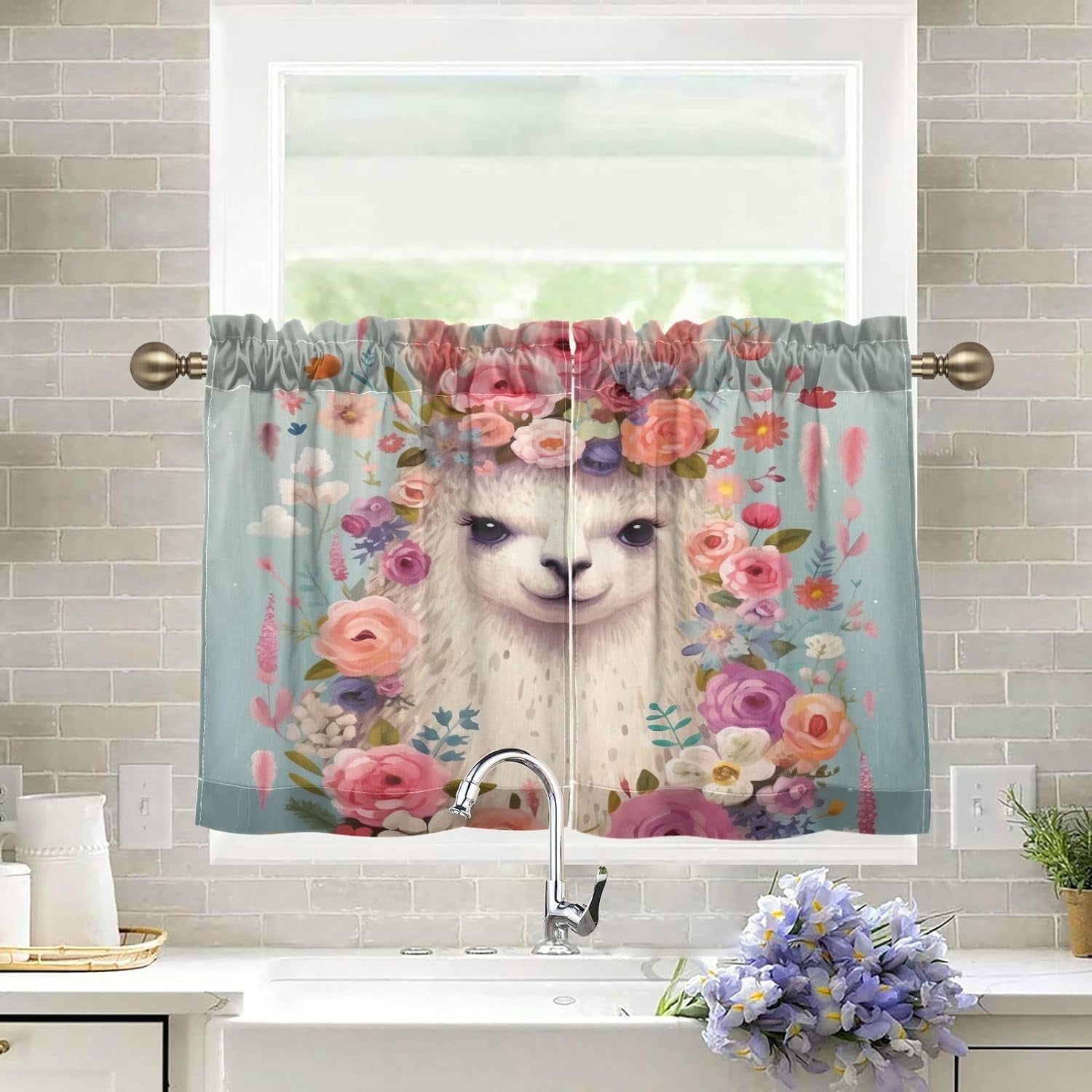 FREEAMG Alpaca Half Window Tier Curtains 36 Inch Blackout Thermal ...