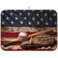 thumbnail image 1 of FREEAMG American Flag Baseball Dish Drying Mat for Kitchen Counter, Ultra Absorbent Reversible Microfiber Dishes Drying Rack Pad Heat-resistant Mats 18x24in, 1 of 7