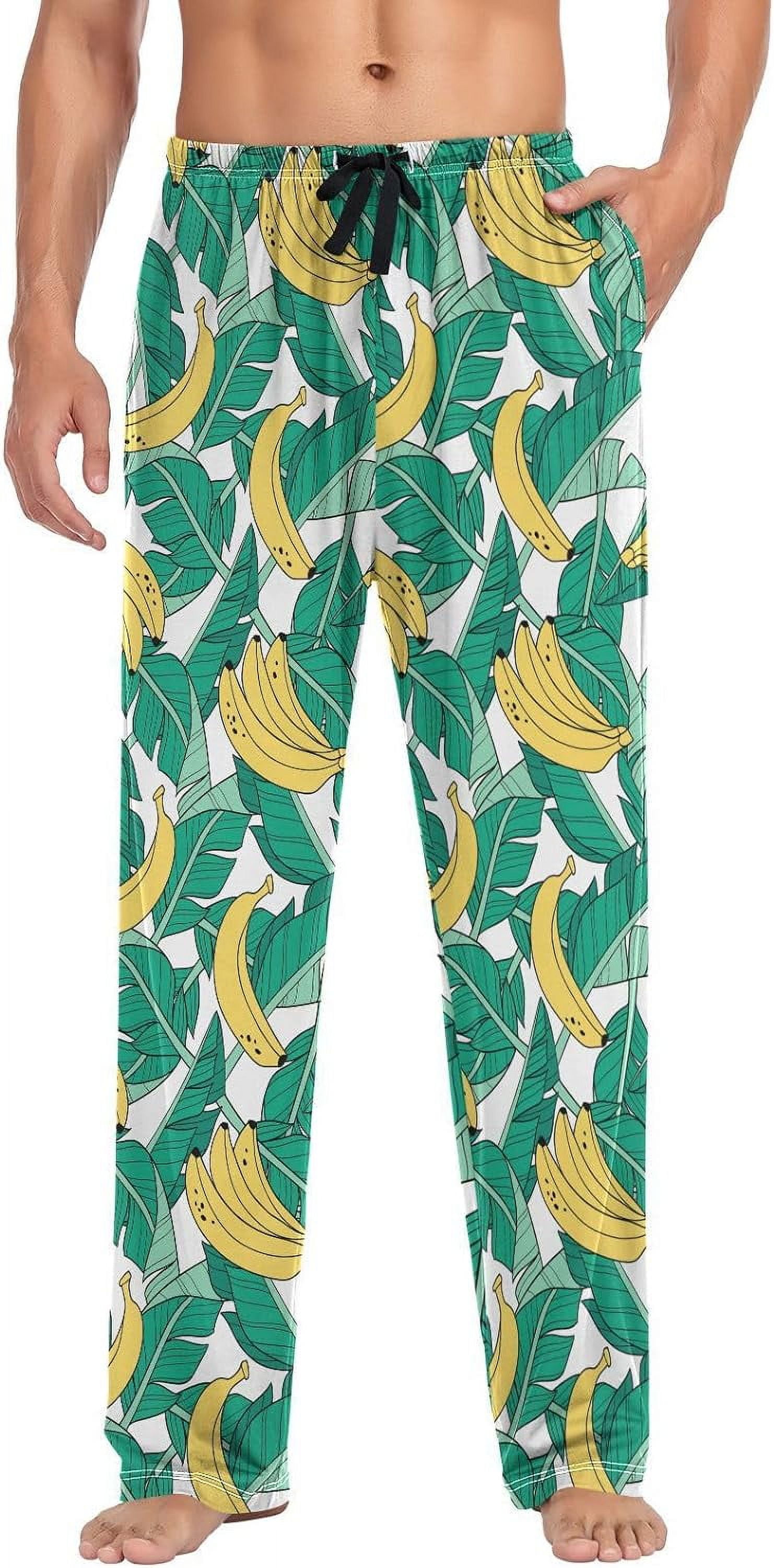 FREEAMG Bananas Pajama Pants for Men, Men's Separate Bottoms, Pure