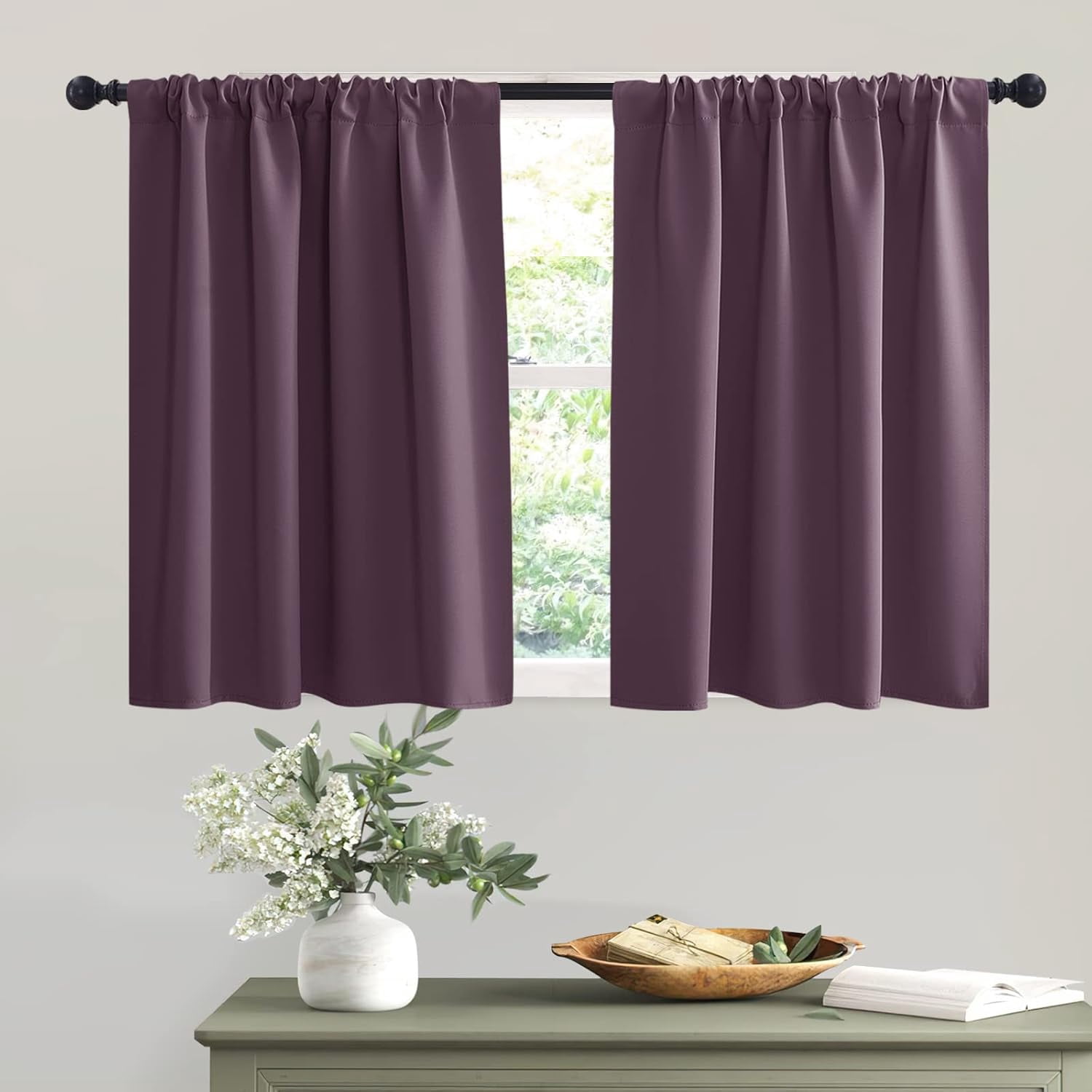 FREEAMG Bathroom Window Curtains - Blackout Curtains Small Window Short Drapes for Kitchen ...