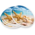 thumbnail image 1 of FREEAMG Beach Starfish Seashells Coasters for Drinks Set of 4, Absorbent Ceramic Drink Coaster with Cork Base for Wooden Coffee Table, Cool Housewarming Gift for Home Decor, 1 of 6