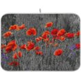 thumbnail image 1 of FREEAMG Beautiful Meadow Red Poppy Flowers Absorbent Dish Drying Mat Microfiber Kitchen Countertop Table Protector Multi-Purpose Counter Rack Sink Drainer Pad 16"x 18", 1 of 6