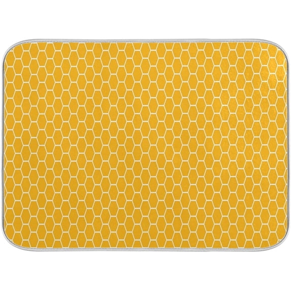 FREEAMG Bee Honeycomb Hexagon Dish Drying Mat for Kitchen Counter 18 x 24 inch , Microfiber Multi-Purpose Counter Rack Sink Drainer Pad