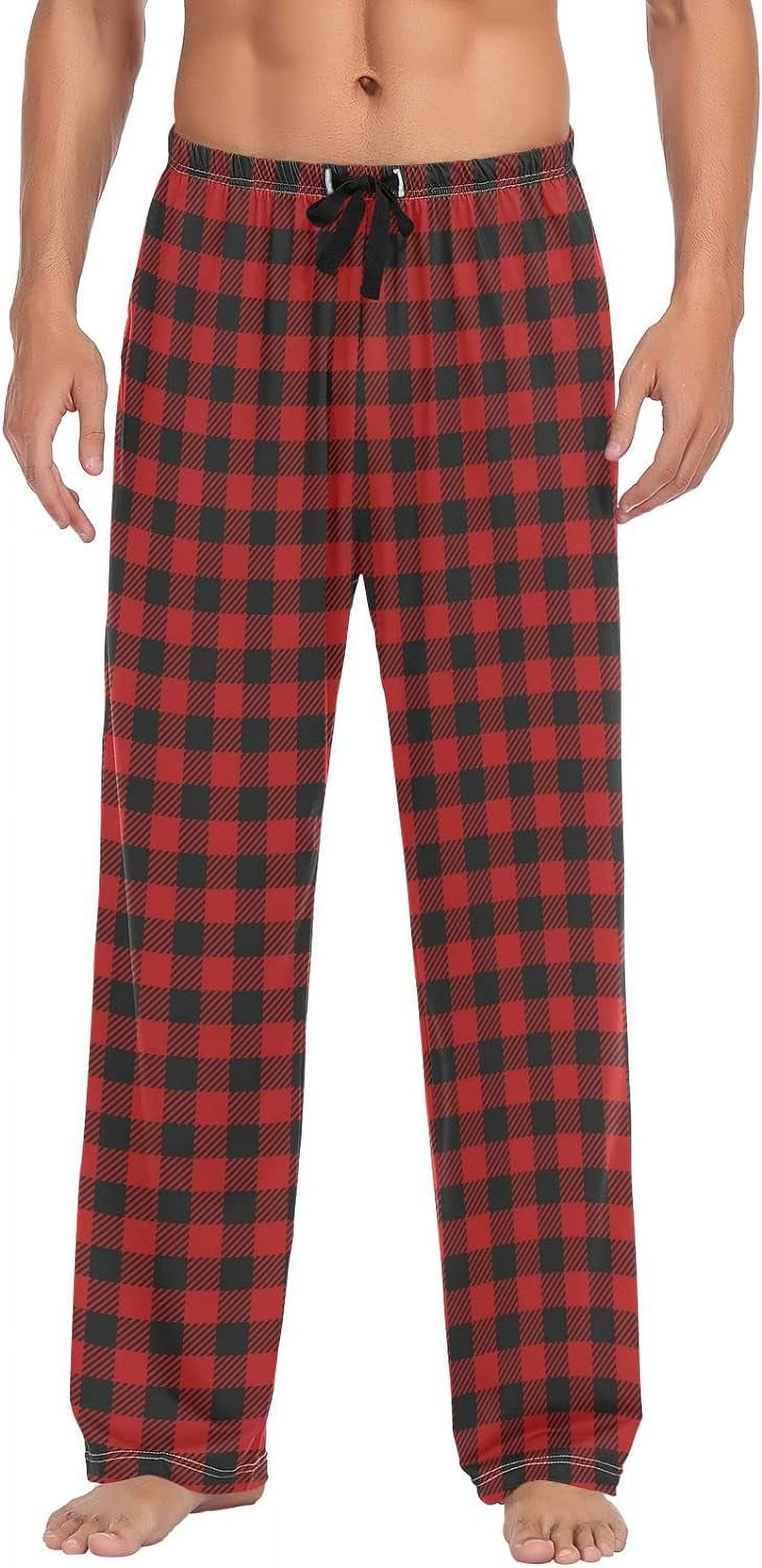 FREEAMG Black White Plaid Pajama Pants for Men, Men's Separate Bottoms ...